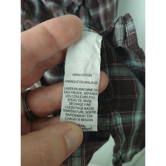 L.L. Bean Woman L Brown Plaid LS Button Front Pleated Side Slit  Shirt Casual - Picture 7 of 8